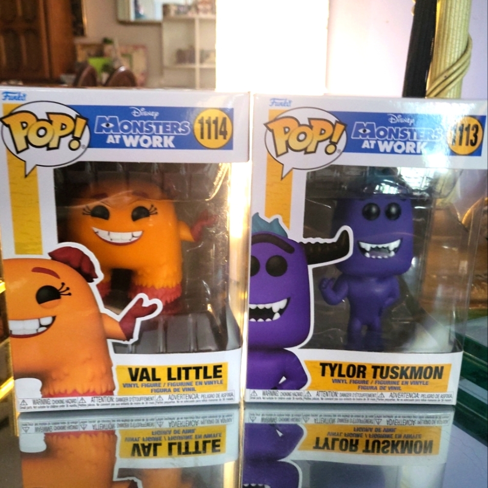 BUNDLE LOT  2 Funko Pops! Disney Monsters At Work  Val #1114 Tylor Tuskmon #1113